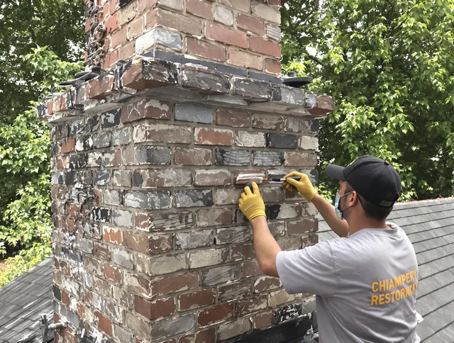 In-progress chimney restoration by West Covina Chimney Sweep in West Covina, CA