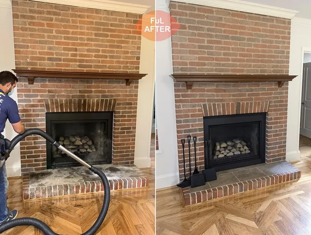 West Covina Chimney Sweep carefully sanitizing a fireplace in West Covina, CA